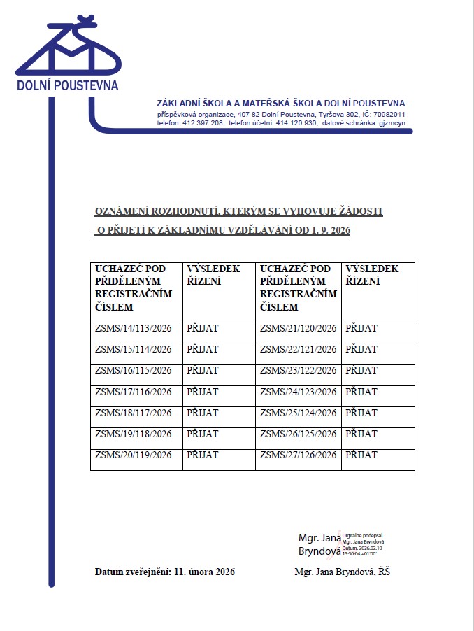 Oznámení o&nbsp;přijetí k&nbsp;základnímu vzdělávání od&nbsp;1.9. 2026